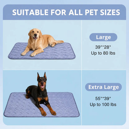 Premium Washable Pet Cooling Mat for Large Dogs – Q-MAX>0.45 Non-Gel, Non-Electric, Non-Slip Summer Crate Bed