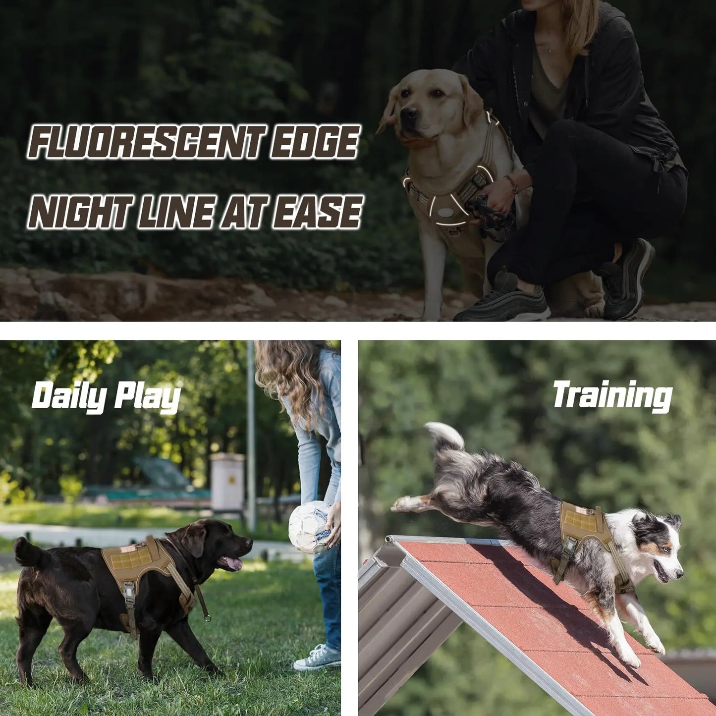 Auroth Tactical Dog Harness – Universal Harness, Walking Harness & Safety Harnesses for Small to Large Dogs, Durable Reflective, Easy to Control, No Pull Adjustable Pet Harness, Pet Supplies