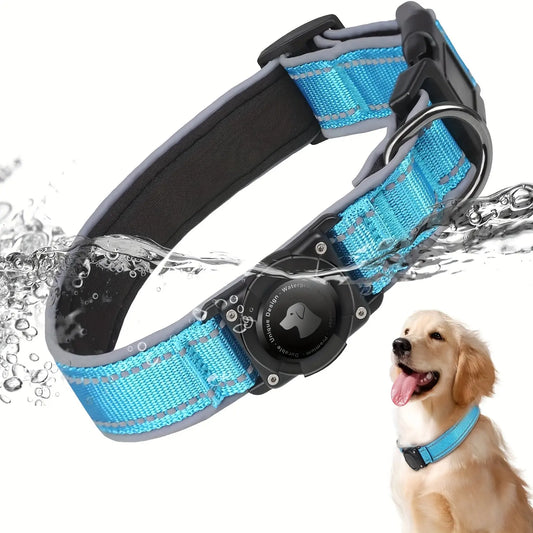 Tactical Nylon Airtag Dog Collar - Heavy Duty Metal Buckle Military Gear, Waterproof, Stain Resistant, Escape Proof, Universal Adjustable for Medium/Large/Xl Dogs, Non-Customized, Detachable Pet Supply Collar (Ideal Father'S Day Gift), Collars