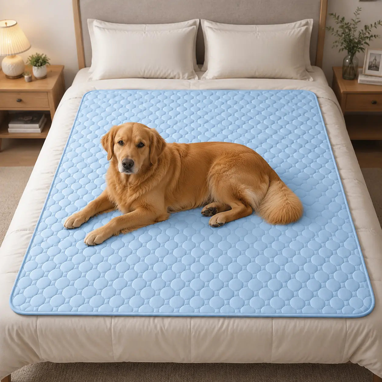 Premium Washable Pet Cooling Mat for Large Dogs – Q-MAX>0.45 Non-Gel, Non-Electric, Non-Slip Summer Crate Bed