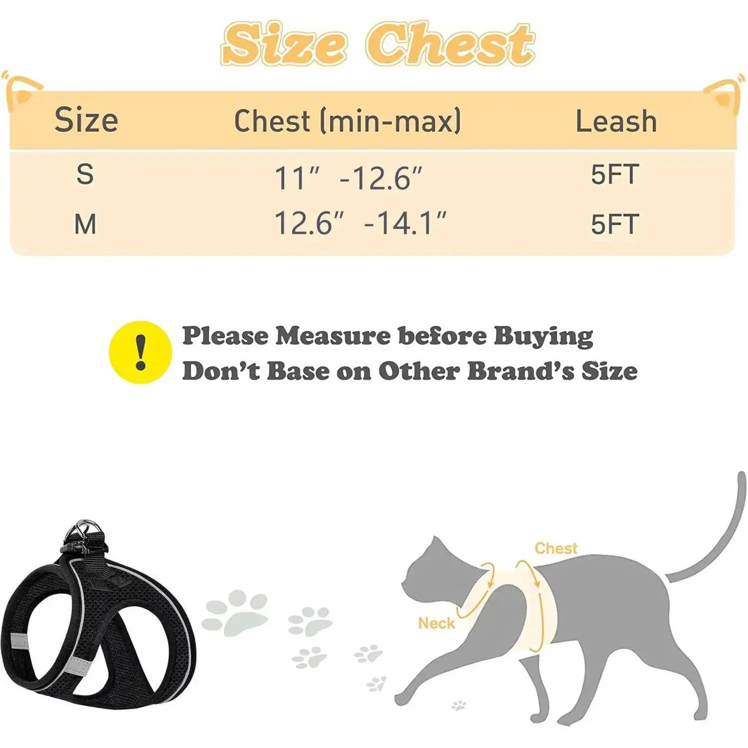Escape Proof Cat Harness with Leash Set - Adjustable Soft Mesh Step-In Walking Vest for Small-Medium Cats (Up to 13Lbs) - Durable, Reflective, Breathable, No Choke Pet Harness, Durable Reflective Harness, Leash Included