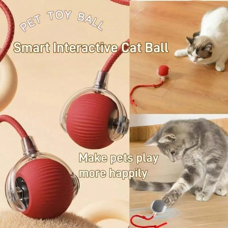 Interactive Electric Cat Toy with Rope Perfect Gift for Pets, Automatic Rolling Ball for Kittens, Fun Dog Cat Accessories