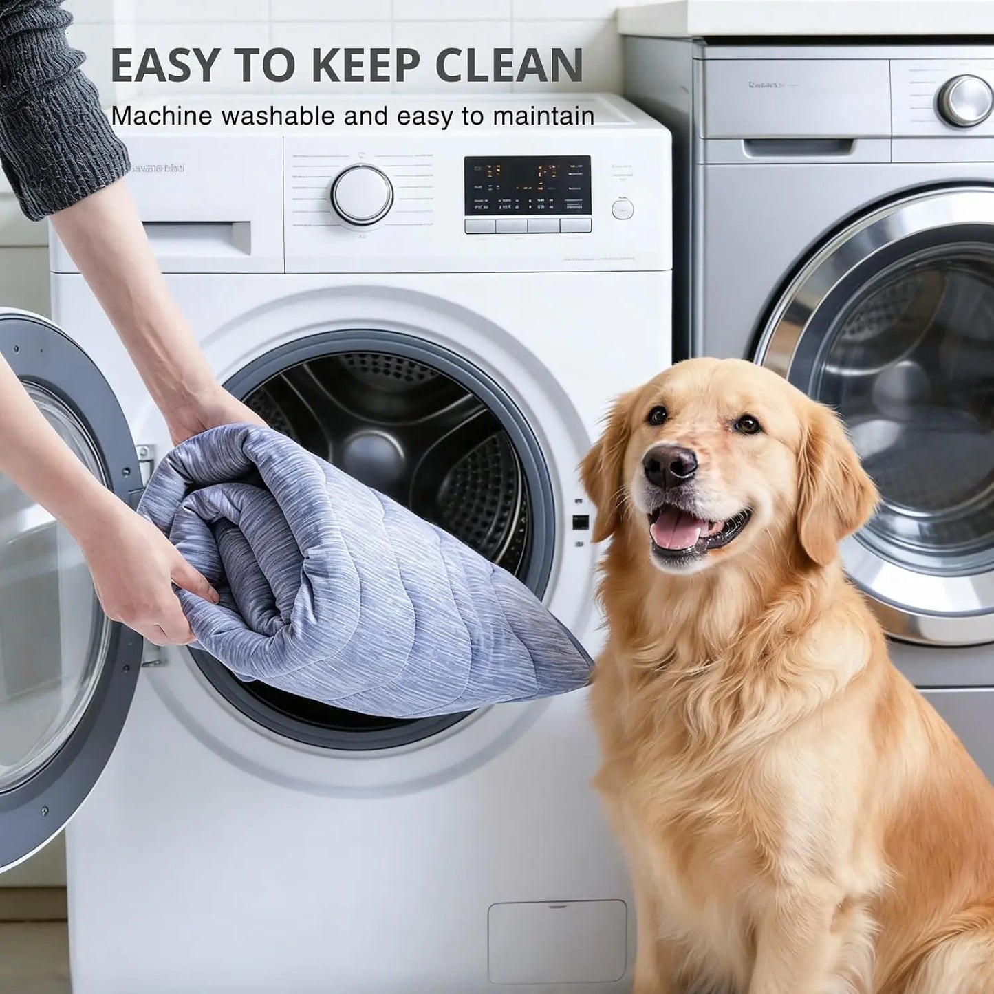 Premium Washable Pet Cooling Mat for Large Dogs – Q-MAX>0.45 Non-Gel, Non-Electric, Non-Slip Summer Crate Bed