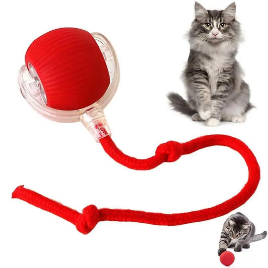 Interactive Electric Cat Toy with Rope Perfect Gift for Pets, Automatic Rolling Ball for Kittens, Fun Dog Cat Accessories