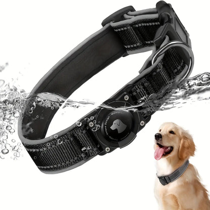 Tactical Nylon Airtag Dog Collar - Heavy Duty Metal Buckle Military Gear, Waterproof, Stain Resistant, Escape Proof, Universal Adjustable for Medium/Large/Xl Dogs, Non-Customized, Detachable Pet Supply Collar (Ideal Father'S Day Gift), Collars