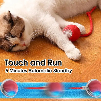 Interactive Electric Cat Toy with Rope Perfect Gift for Pets, Automatic Rolling Ball for Kittens, Fun Dog Cat Accessories