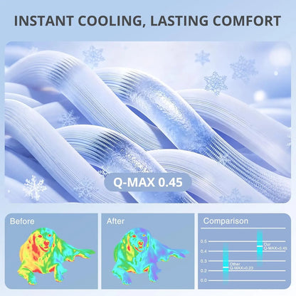 Premium Washable Pet Cooling Mat for Large Dogs – Q-MAX>0.45 Non-Gel, Non-Electric, Non-Slip Summer Crate Bed