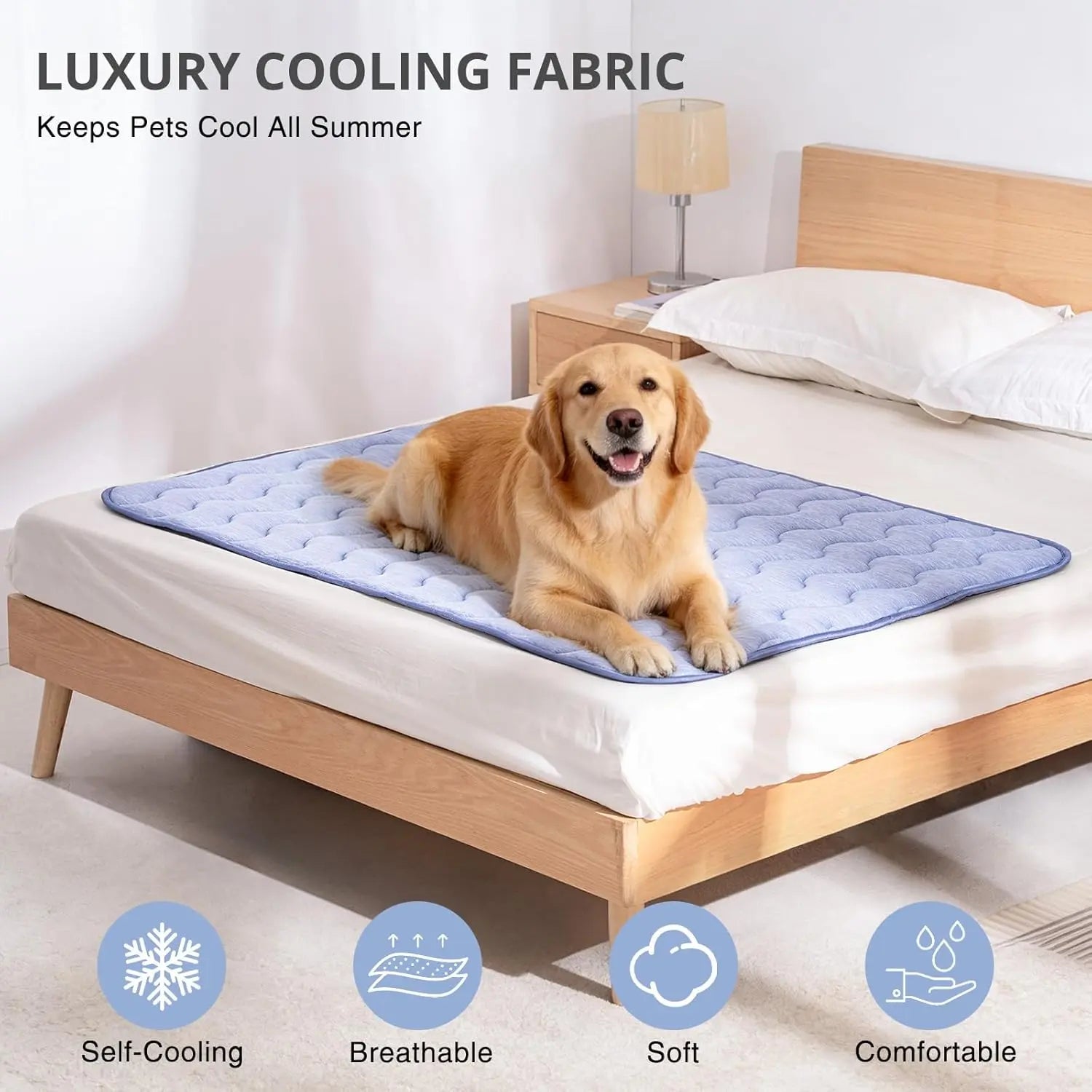 Premium Washable Pet Cooling Mat for Large Dogs – Q-MAX>0.45 Non-Gel, Non-Electric, Non-Slip Summer Crate Bed